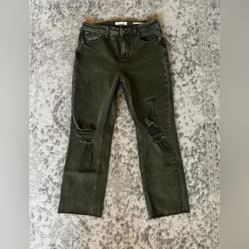 Distressed Olive Green Women Jeans